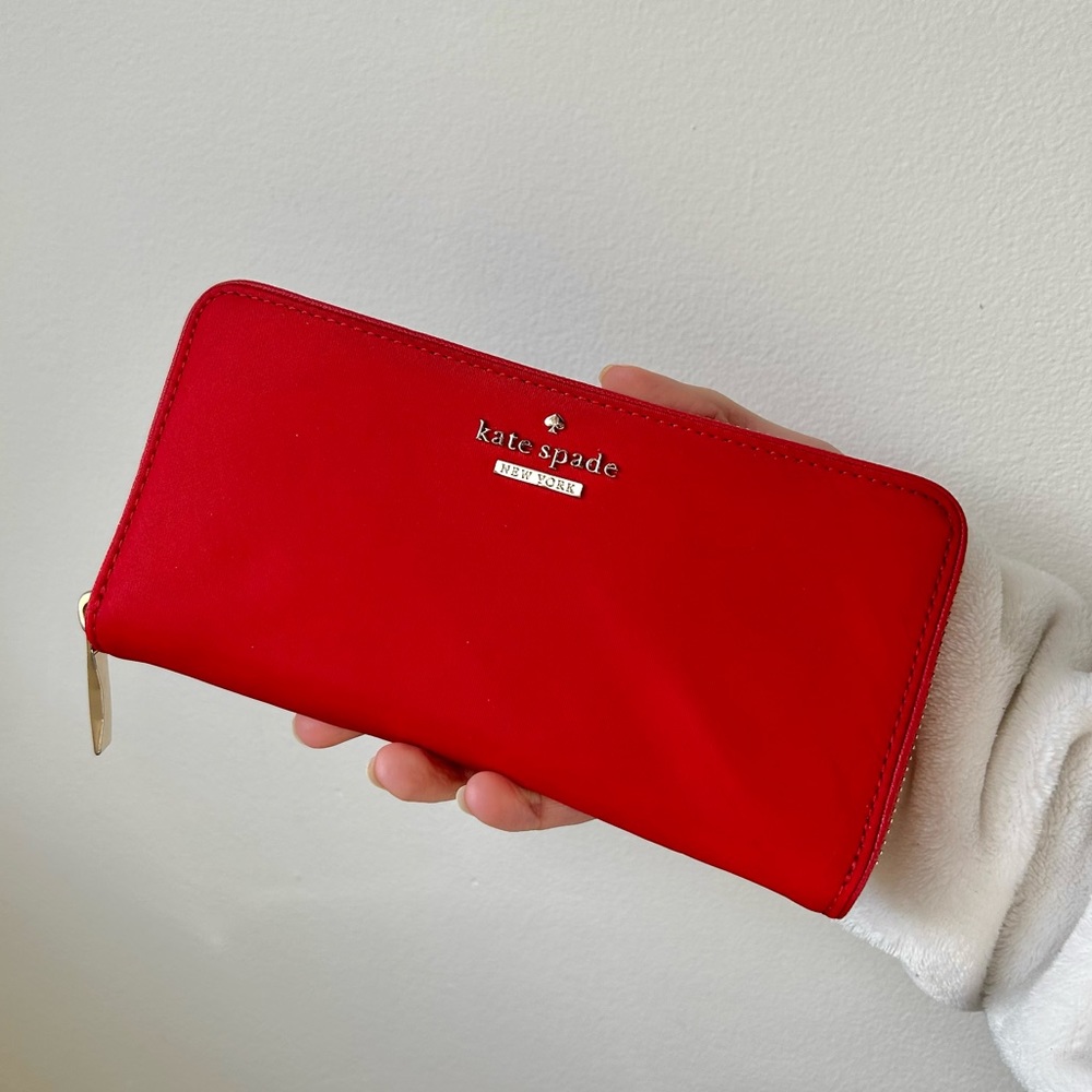 Kate Spade Red Nylon Continental Wallet